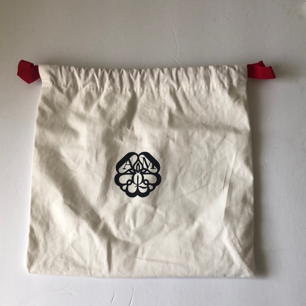 Alexander McQueen Dust Bag Drawstring White Black Logo 11" x 11"